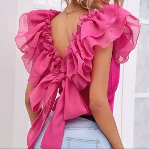 Ruffle tie back top